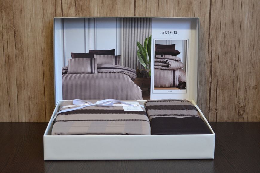 Евро комплект постельного белья First Choice Deluxe Satin 200 х 220 см Artwel Mink, евро 1938-42 фото