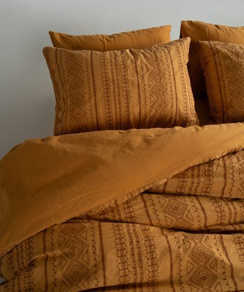 Постельное белье Limasso Stonewashed 200 х 220 см Coastal Trio Mustard 41070 фото