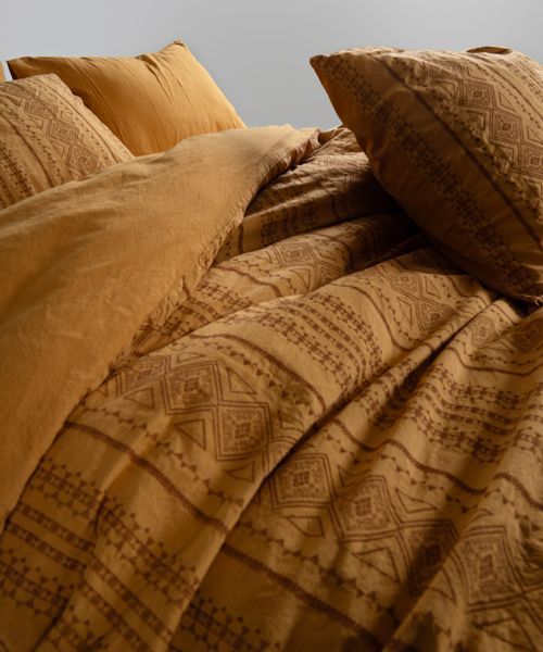 Постельное белье Limasso Stonewashed 200 х 220 см Coastal Trio Mustard 41070 фото