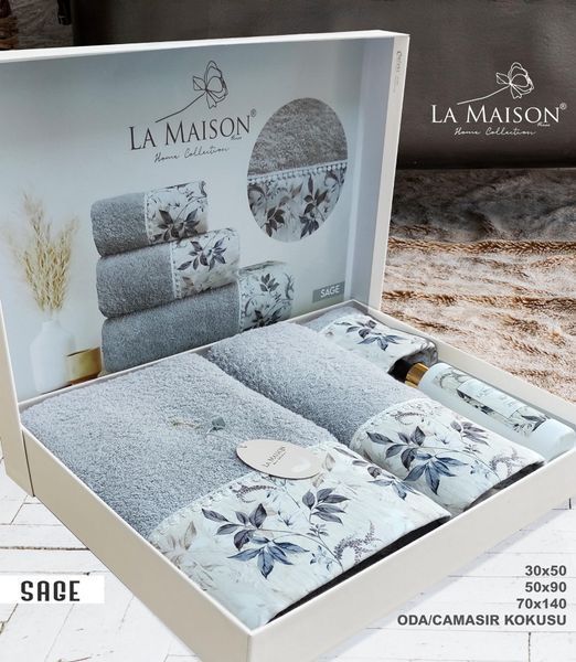 Подарунковий набір рушників La Maison, 3 шт. з ароматом Sage Gri 30544 фото