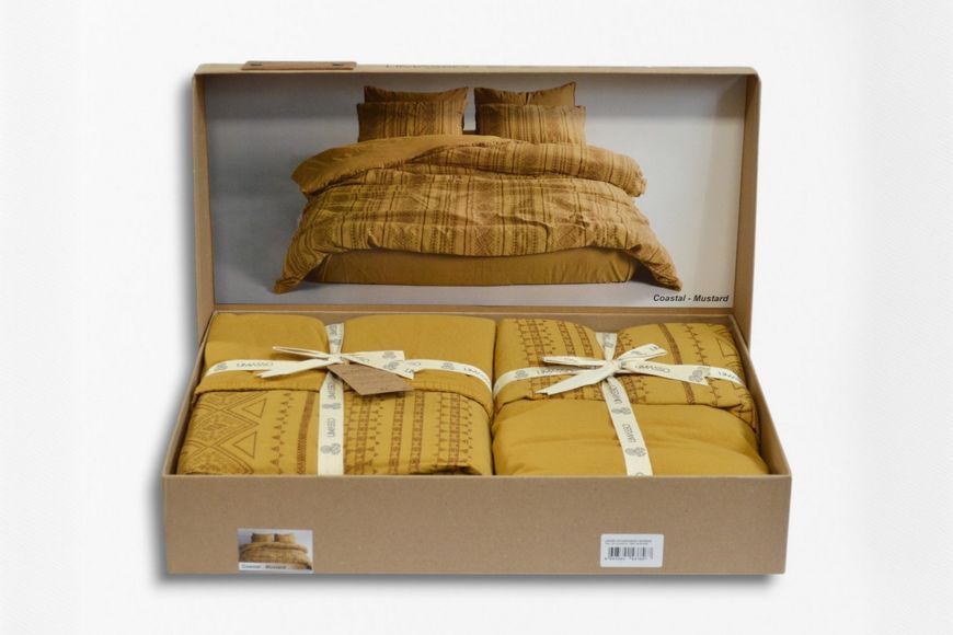 Постельное белье Limasso Stonewashed 200 х 220 см Coastal Trio Mustard 41070 фото