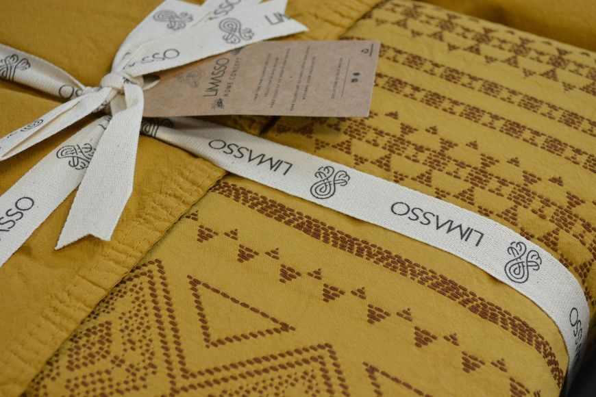 Постельное белье Limasso Stonewashed 200 х 220 см Coastal Trio Mustard 41070 фото