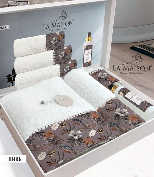 Подарочный набор полотенец La Maison, 3 шт. з ароматом Nare Ekru 30543 фото