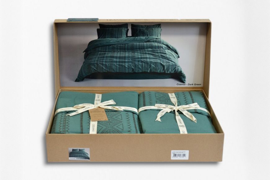 Постільна білизна Limasso Stonewashed 200 х 220 см Coastal Trio Dark Green 41069 фото