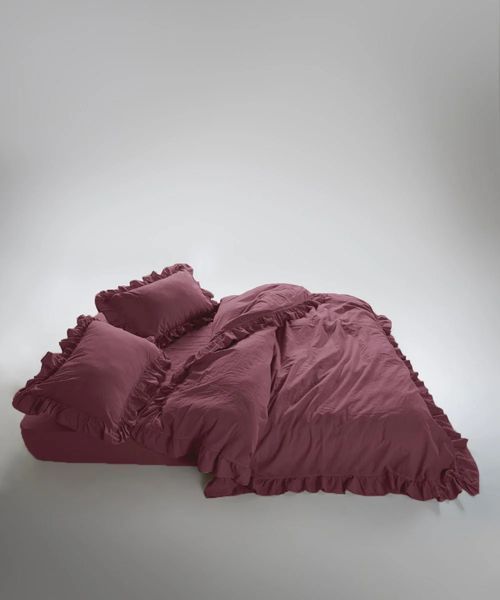 Постельное белье Limasso Raspberry Евро Stonewashed Exclusive Ranforse , с рюшами  31642 фото