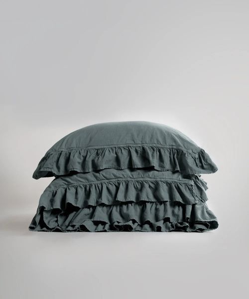 Постельное белье Limasso Stonewashed Exclusive Ranforse 200х220см евро Castle Rock, вареный хлопок, с рюшами 31497 фото