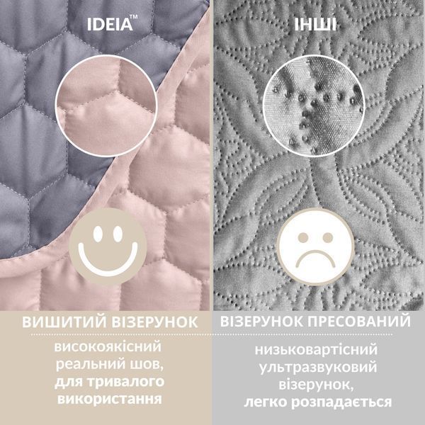Покривало на ліжко євро 240x260 IDEIA двосторонне, міцна стібка тканини, гіпоалергенне сірий 8-35591*003 фото
