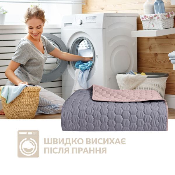 Покривало на ліжко євро 240x260 IDEIA двосторонне, міцна стібка тканини, гіпоалергенне сірий 8-35591*003 фото