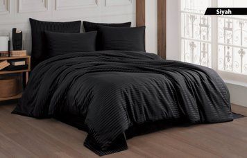 Постільна білизна Cotton Shine Stripe Satin 200х220 Siyah 40037 фото