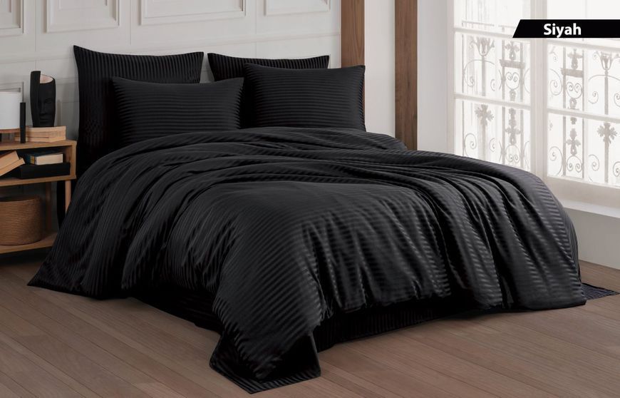Постельное белье Cotton Shine Stripe Satin 200х220 Siyah 40037 фото