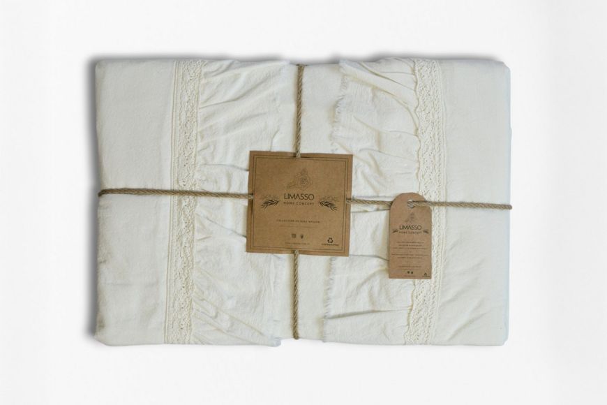 Постільна білизна Limasso Stonewashed Francesca 200 х 220 см Snow White 40963 фото