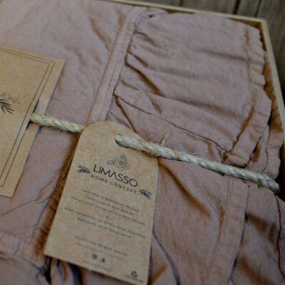 Постельное белье Limasso Stonewashed Exclusive Ranforse 200х220 євро Wood Smoke, с рюшами 31493-1-1 фото