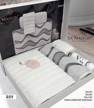 Подарунковий набір рушників La Maison, 3 шт. з ароматом Roy Krem 30509 фото