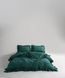 Постільна білизна Limasso Dark Green 200х220см Євро Stonewashed Exclusive (з рюшами) 31529 фото 1