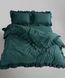 Постільна білизна Limasso Dark Green 200х220см Євро Stonewashed Exclusive (з рюшами) 31529 фото 4