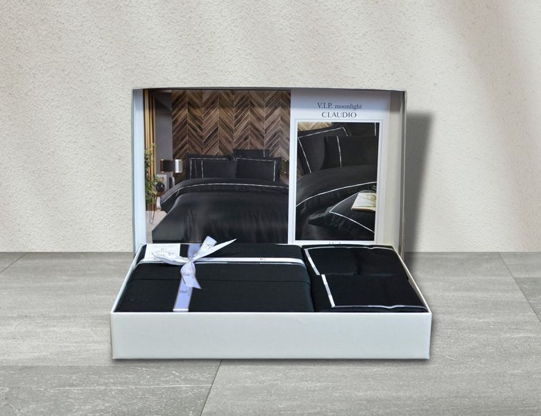 Постельное белье евро  First Choice V.I.P Satin Moonlight 200 х 220 см Claudio Black 40247 фото