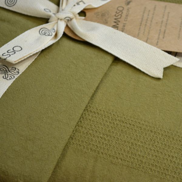Постільна білизна Limasso Stonewashed 200 х 220 см Cassandra Olive 41077 фото
