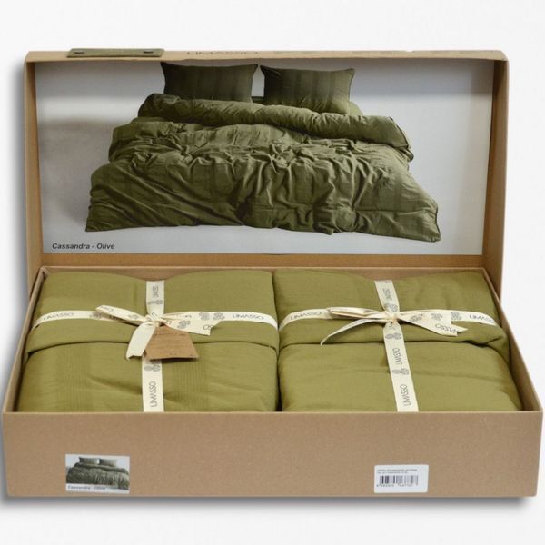 Постільна білизна Limasso Stonewashed 200 х 220 см Cassandra Olive 41077 фото