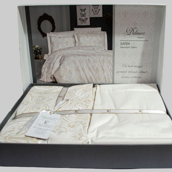 Постільна білизна First Choice Cotton Satin 160 х 220 см Delmor Cream 31075 фото