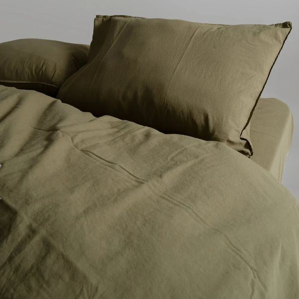 Постельное белье Limasso Stonewashed Ranforse 160 х 220 см семейный Olive 31365 фото