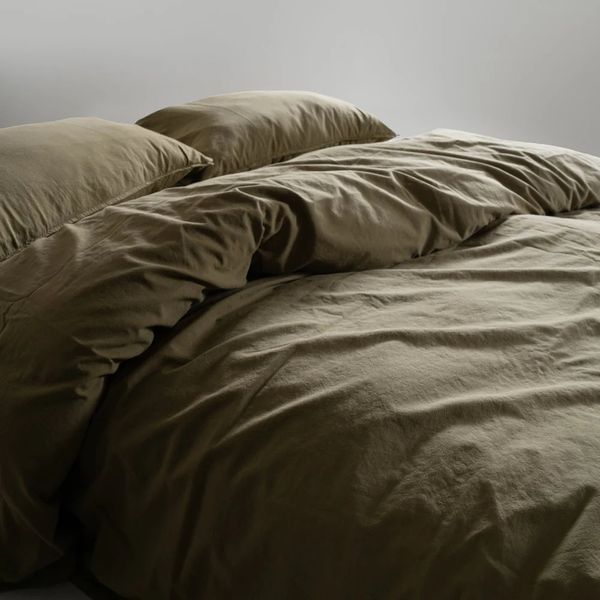 Постельное белье Limasso Stonewashed Ranforse 160 х 220 см семейный Olive 31365 фото