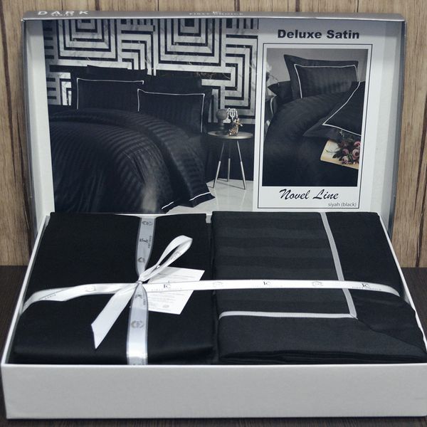 Сімейний комплект постільної білизни First Choice Deluxe Satin DARK 160 х 220 см Novel Line Black 31759 фото