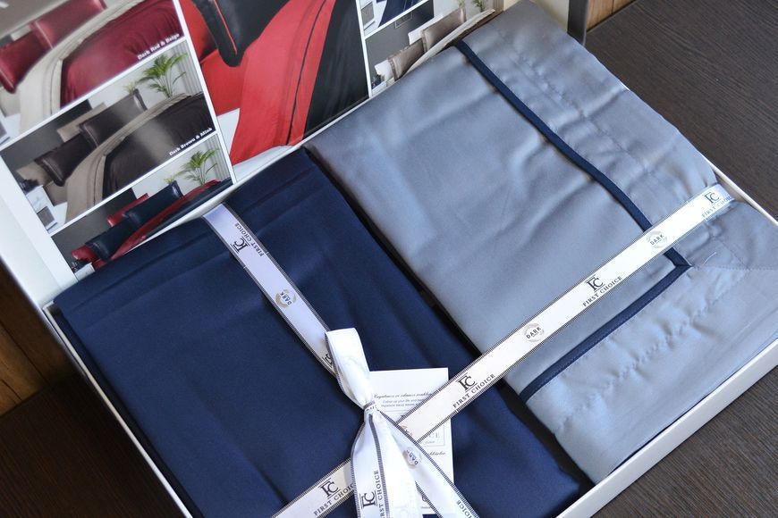Постельное белье First Choice Deluxe Satin DARK 200 х 220 см Serenity Dark Grey-Navy Blue 31453 фото
