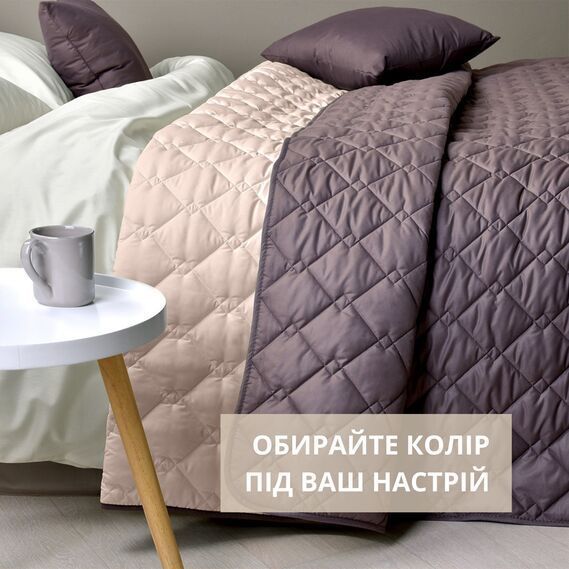 Покривало на ліжко Стиль Cube 140х210 см IDEIA двосторонне, міцна стібка тканини, антиалергенне волокно шоколад/беж 32403-002 фото