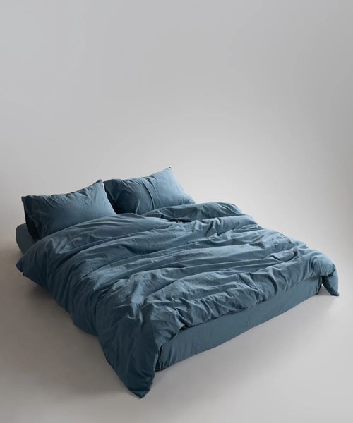 Постільна білизна Limasso Stonewashed Ranforse 200 х 220 см євро Akdeniz Mavisi 31342 фото