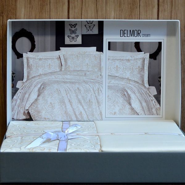 Постільна білизна First Choice Cotton Satin 160 х 220 см сімейний Delmor Cream 31074 фото
