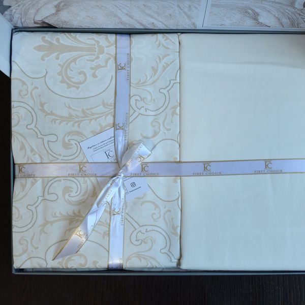 Постільна білизна First Choice Cotton Satin 160 х 220 см сімейний Delmor Cream 31074 фото