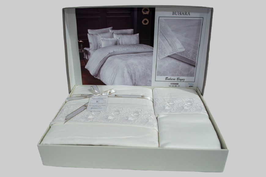 Євро комплект постільної білизни First Choice V.I.P Satin Moonlight 200 х 220 см Buhara White 1937-23 фото